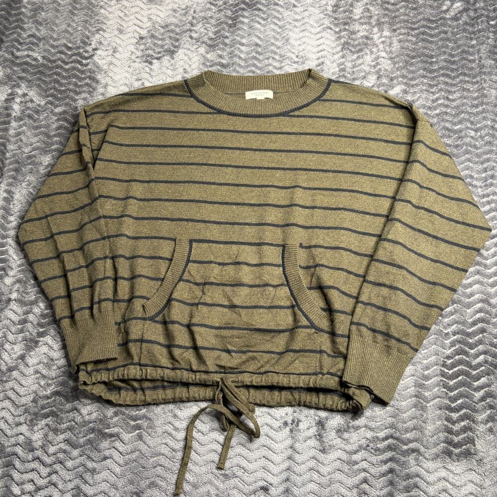MAX STUDIO London Slouchy Striped Knit Oversized Coastal Casual Drawstring Top M